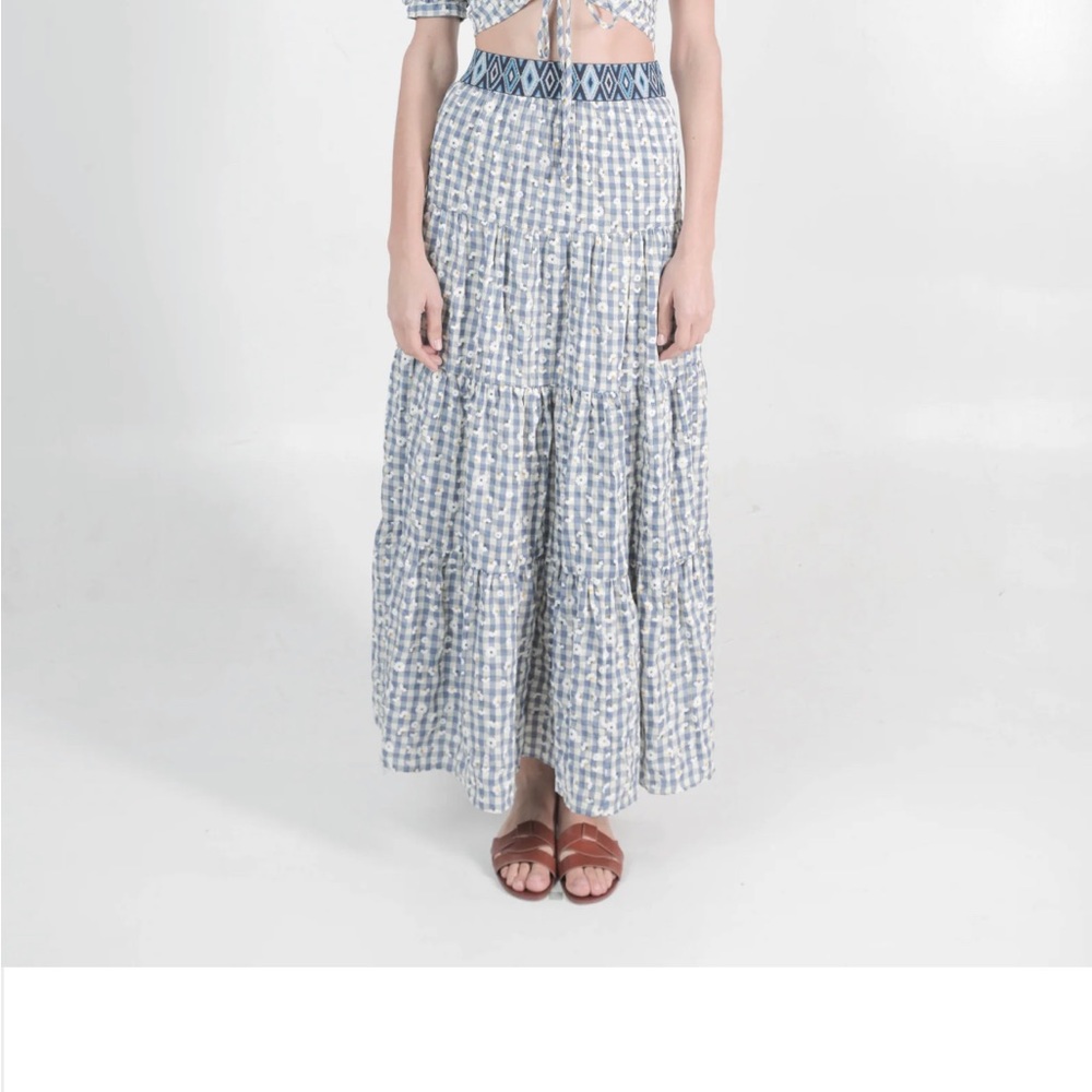 MABEL blue sunflower maxi skirt